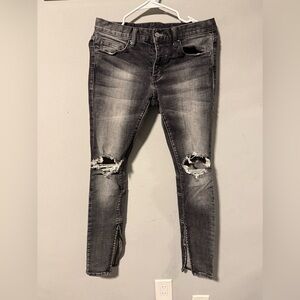 Men's Distressed Black Jeans